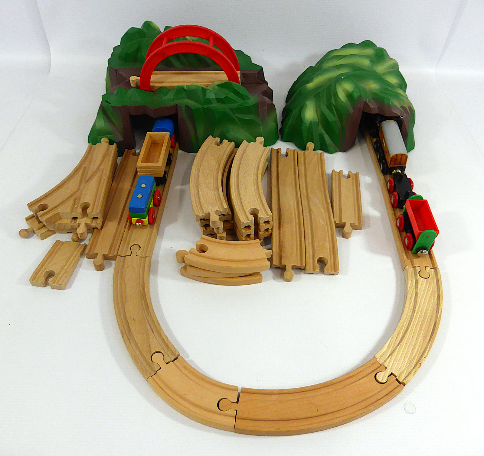 Wooden train lot including tracks and accessories store