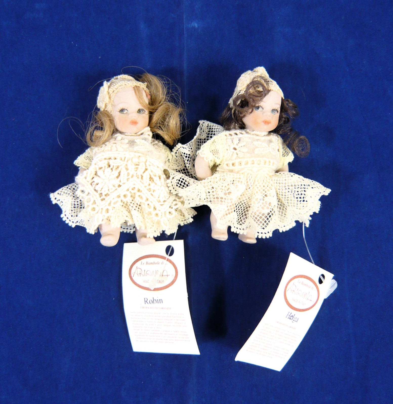 2 Small Vintage La Bambole Di Arianna Miniature Italian Porcelain Dolls BuyCharity